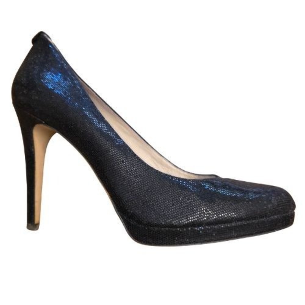 Michael Kors 10 Flex Mid Pump Black Textured Metallic Platform Heel Pageant Prom